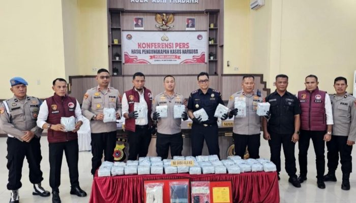 Polres Langsa Bongkar 46,6 Kg Sabu Jaringan Malaysia, Kurir Terancam Hukuman Mati