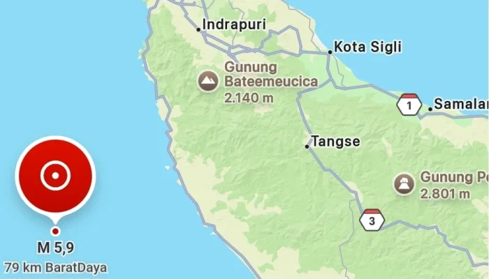 Gempa M5,9 Guncang Aceh Jaya, Getaran Terasa hingga Banda Aceh