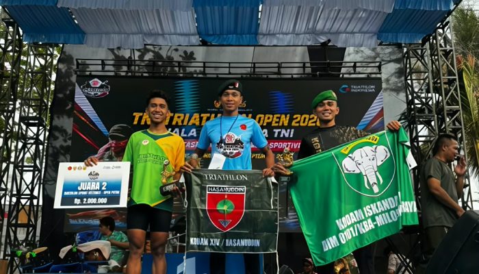 Prajurit Kodam IM Sertu Rudi Febriade Raih Juara 3 Nasional Kejurnas Panglima TNI Triathlon 2026